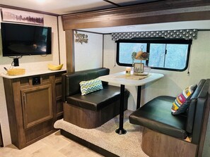 Interior - Cozy relaxing Camper in the Woods, Pet friendly,hiking (Newport)