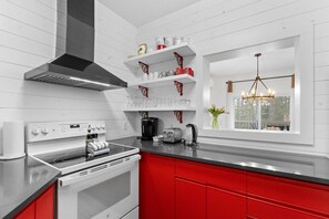 Fridge, microwave, oven, dishwasher