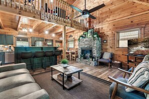 Smart TV, fireplace, video games, table football