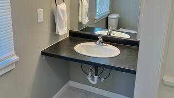 Doccia, asciugacapelli, asciugamani, carta igienica