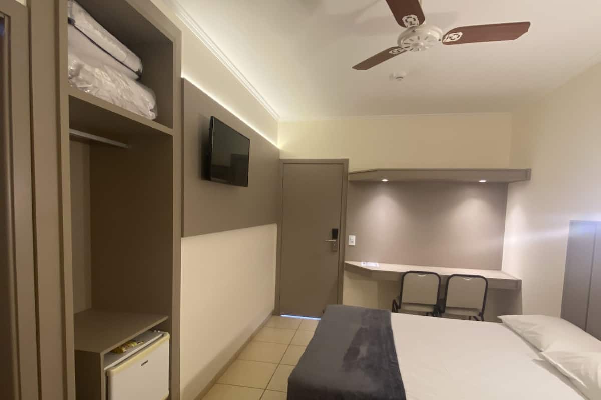 Minibar, desk, laptop workspace, soundproofing