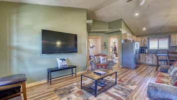 Smart TV, fireplace, video games