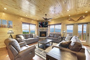 TV, fireplace, video games, table football