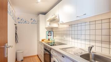 Fridge, stovetop, cookware/dishes/utensils