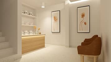 Salas de tratamiento para parejas, un sauna, baño turco