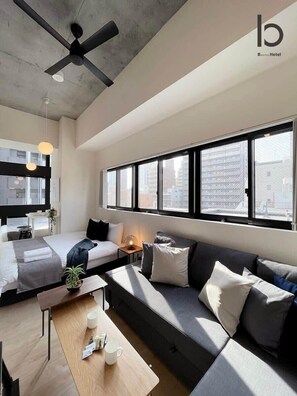 Iron/ironing board, WiFi, bed sheets - b hotel Neko Yard | Compact & Modern Loft Stay (Naka Ward, Hiroshima)