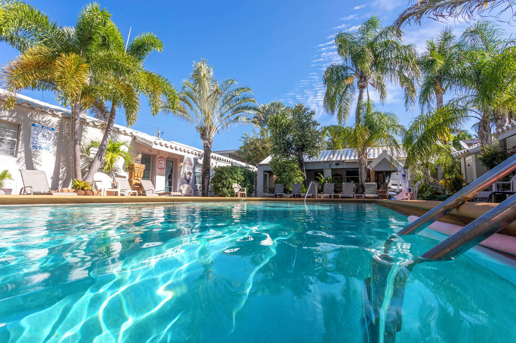 室外游泳池，日光浴躺椅