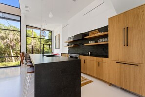 Fridge, microwave, oven, stovetop - Makai House | Coastal Contemporary Haven (Folly Beach)