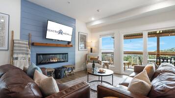 TV connectée, cheminée, lecteur de DVD