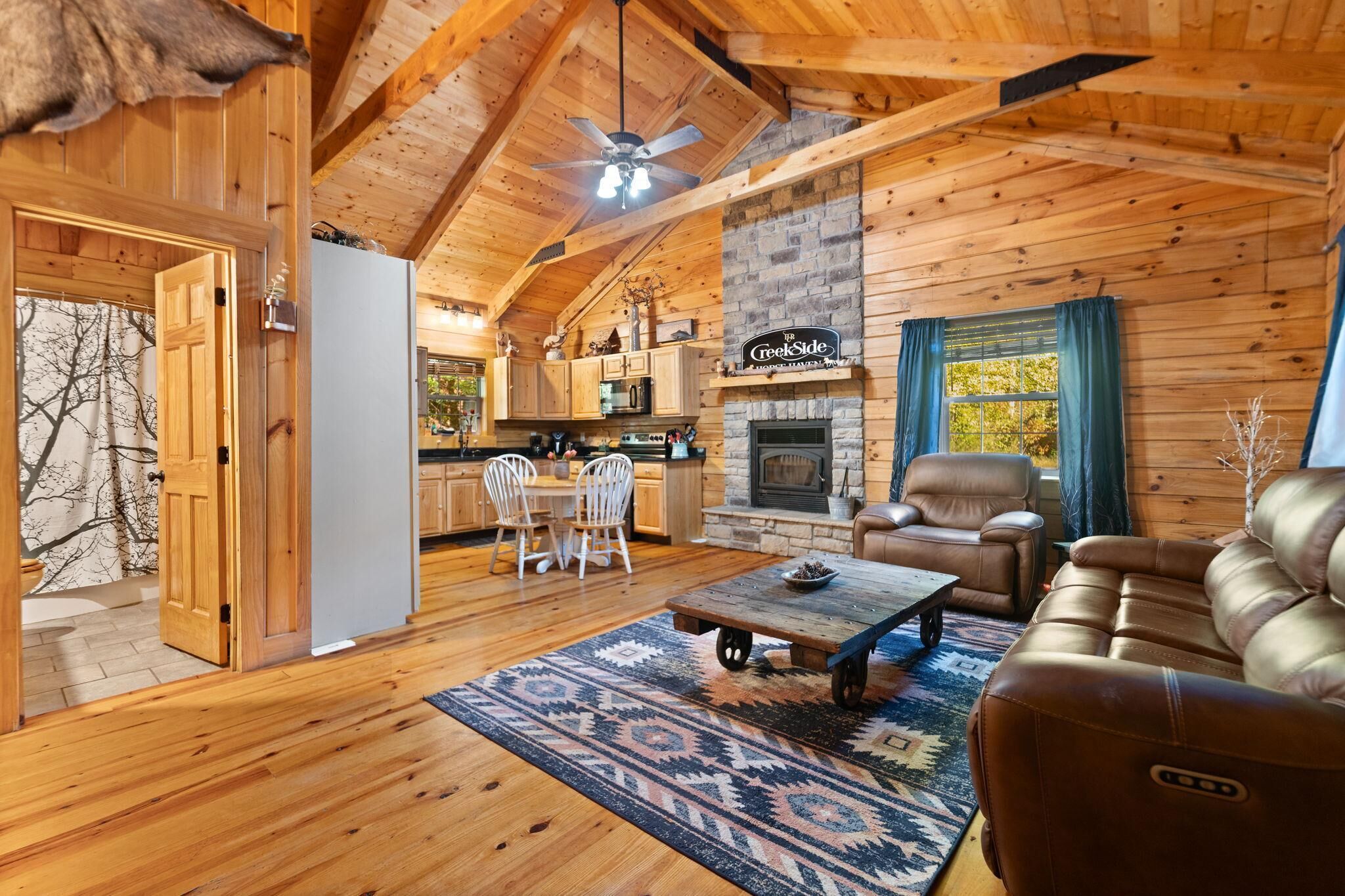 Smart TV, fireplace, DVD player