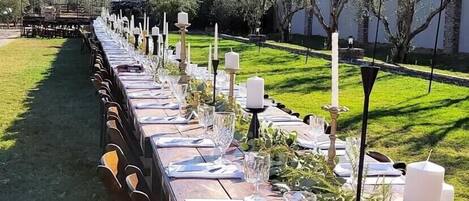 Outdoor banquet area