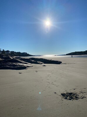 Playa en los alrededores, camastros y toallas de playa 