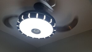 A ceiling fan with a circular light fixture. - VAMAR LUXURY CONDO- MY PEACE APT (PUERTO PLATA)