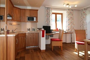 Fridge, microwave, dishwasher, coffee/tea maker