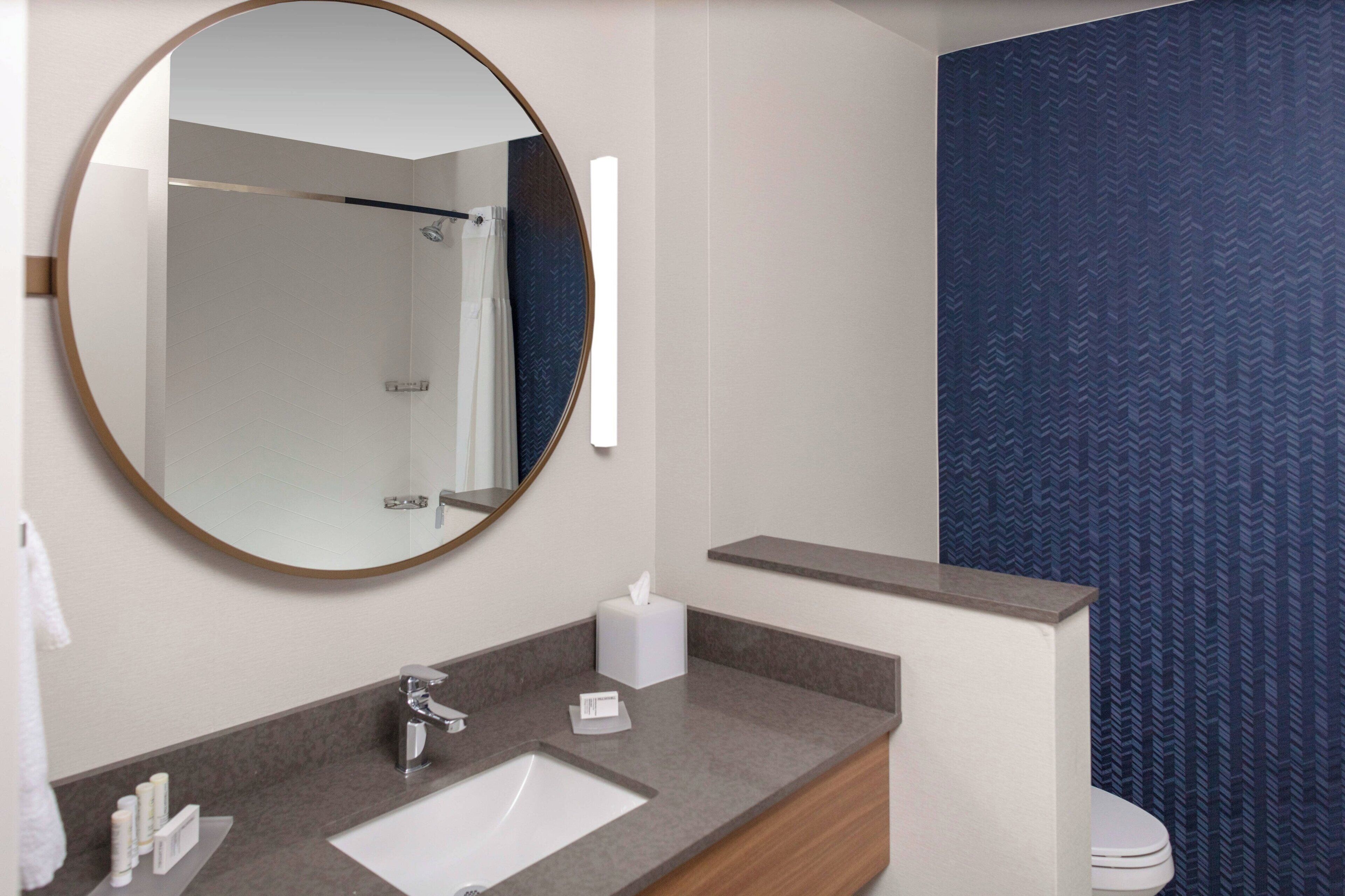 free toiletries, hair dryer, towels