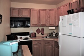 ثلاجة/مجمد بحجم كبير، ميكروويف، فرن، موقد طهي مسطح