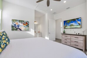 2 bedrooms, desk, iron/ironing board, travel crib