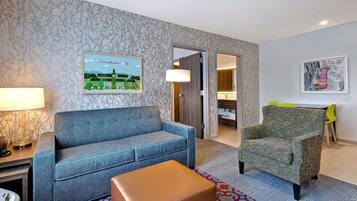 Suite, 1 Bedroom, Non Smoking | Living area | 55-inch flat-screen TV with cable channels, TV, computer monitors