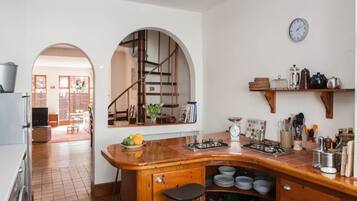 Fridge, microwave, oven, toaster