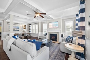 TV, fireplace, offices