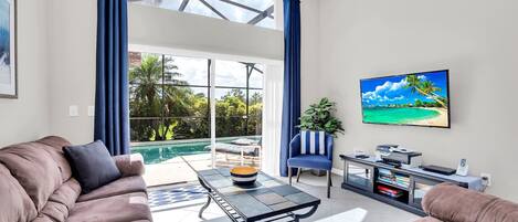 Smart TV, video games, DVD player, foosball