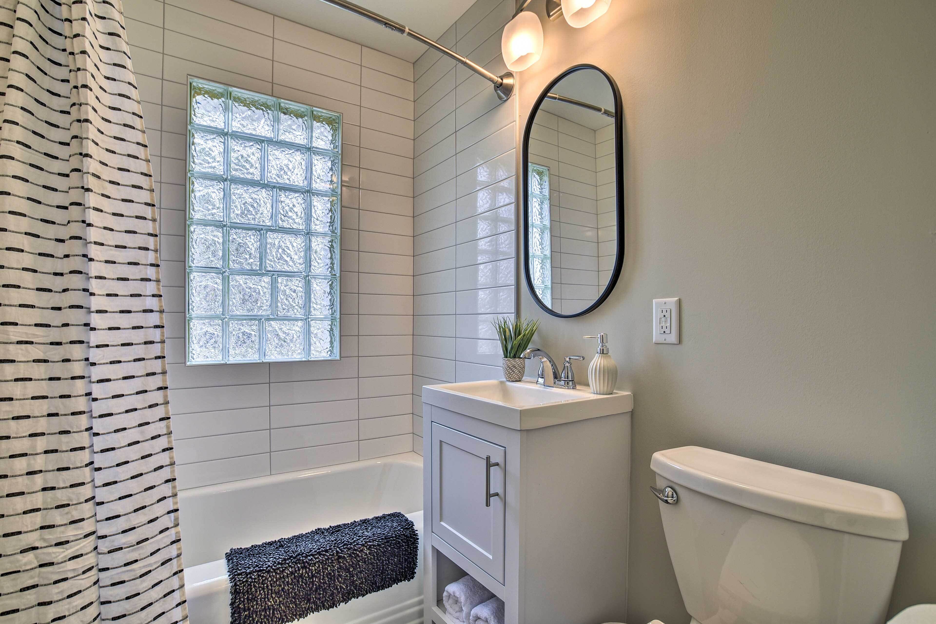 Free toiletries, hair dryer, heated floors, towels