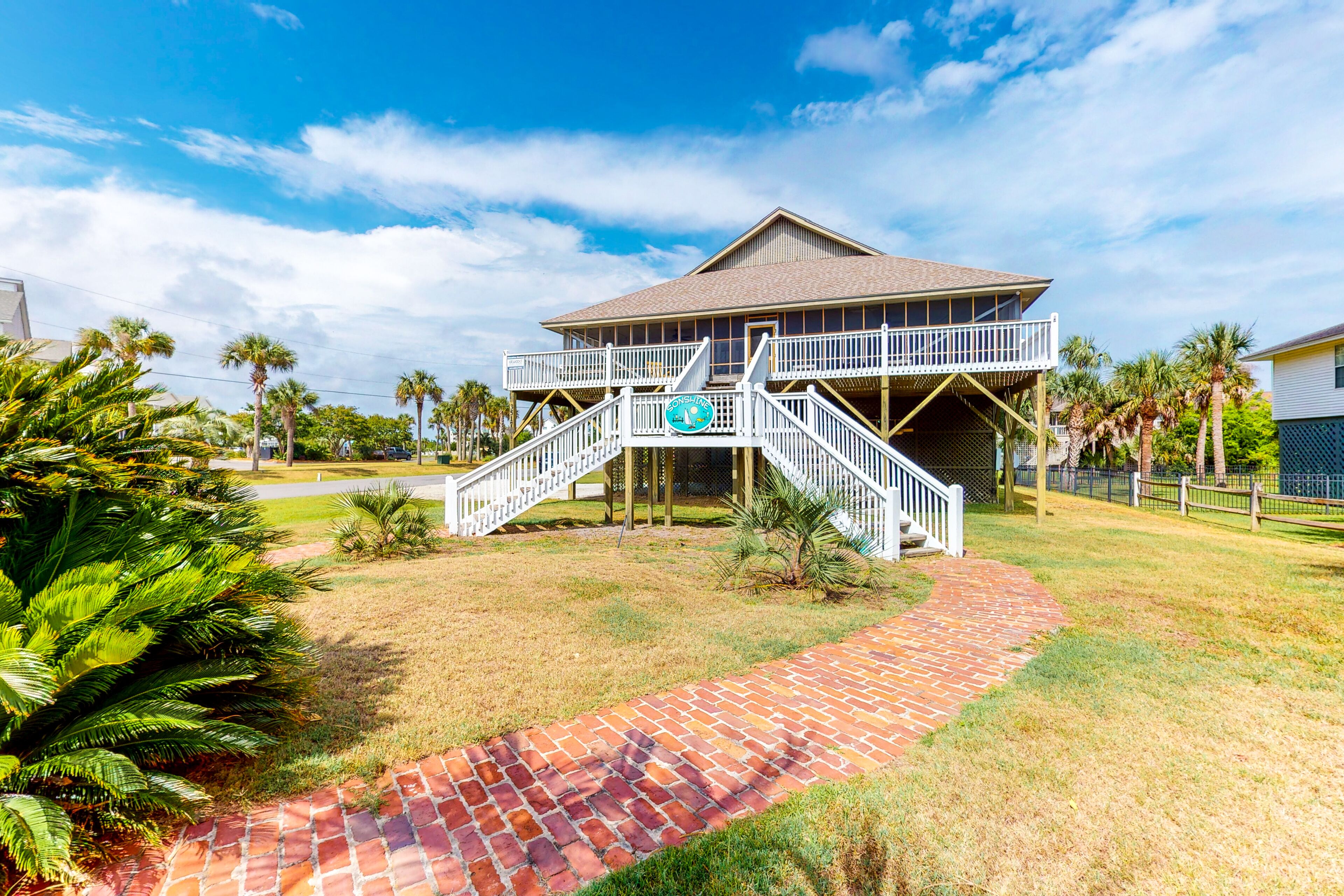 Beach Across the Street! Spacious Home w/ Great Porches, WiFi, Washer/Dryer!