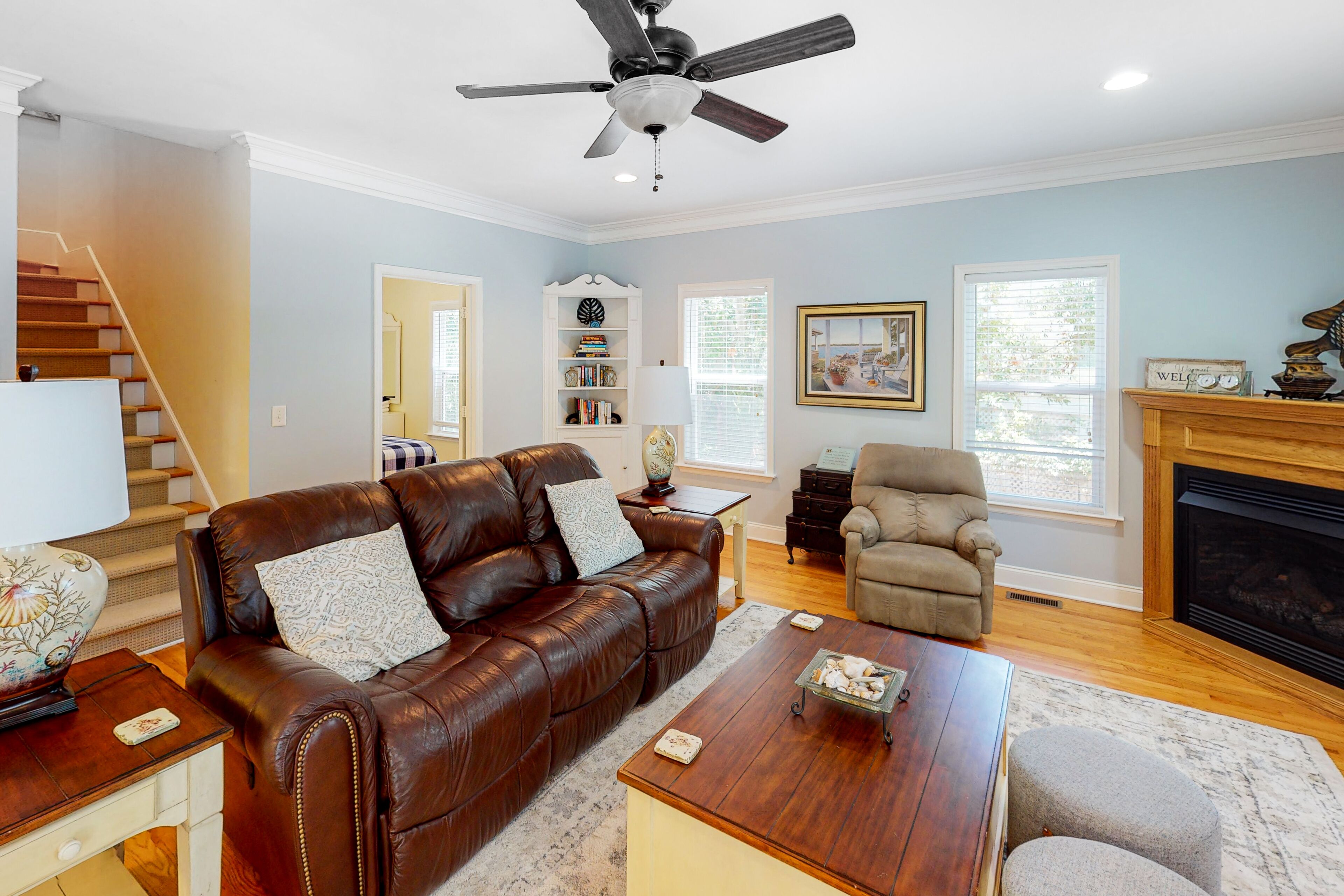 Sun-kissed home with AC, fireplace & W/D - short drive to the beach