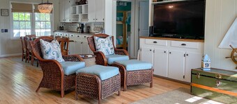 Ocean-view dog-friendly home across street from beach with private pool, W/D, AC