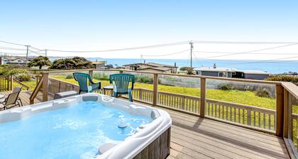 Ocean View Home w/ Private Hot Tub, Wood Stove, Large Deck & Yard - 2 Dogs OK