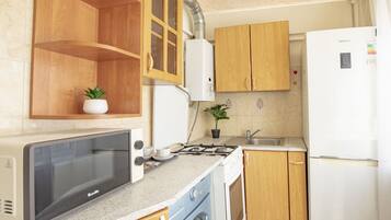Economy-Apartment | Eigene Küche | Kühlschrank, Mikrowelle, Ofen, Herdplatte