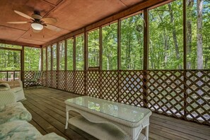 Your morning coffee spot is officially secured - Namba Cabin - River Access | Pet Friendly | Grill | Wifi |Screen Porch (Great Cacapon)