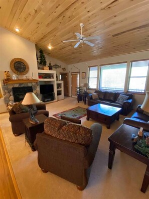 TV, fireplace