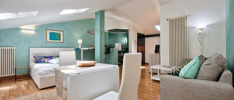 1 bedroom, desk, iron/ironing board, travel crib