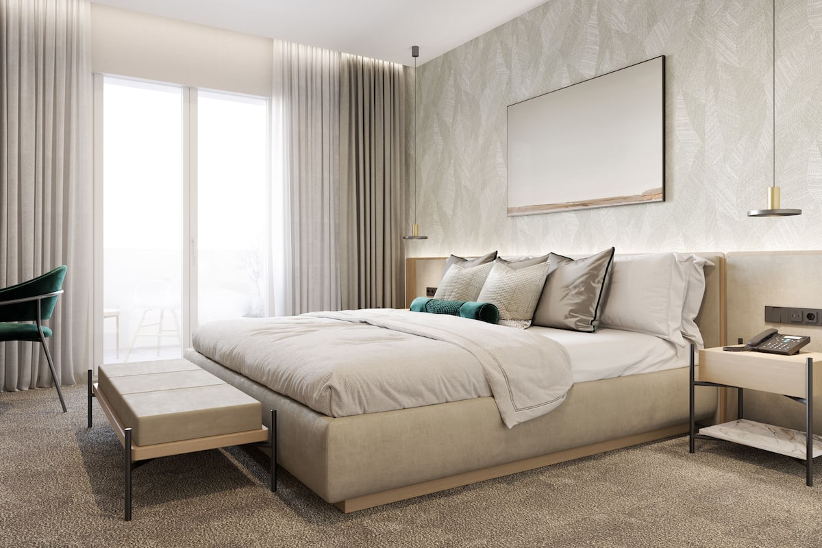 1 slaapkamer, luxe beddengoed, bedden met traagschuimmatras, een minibar