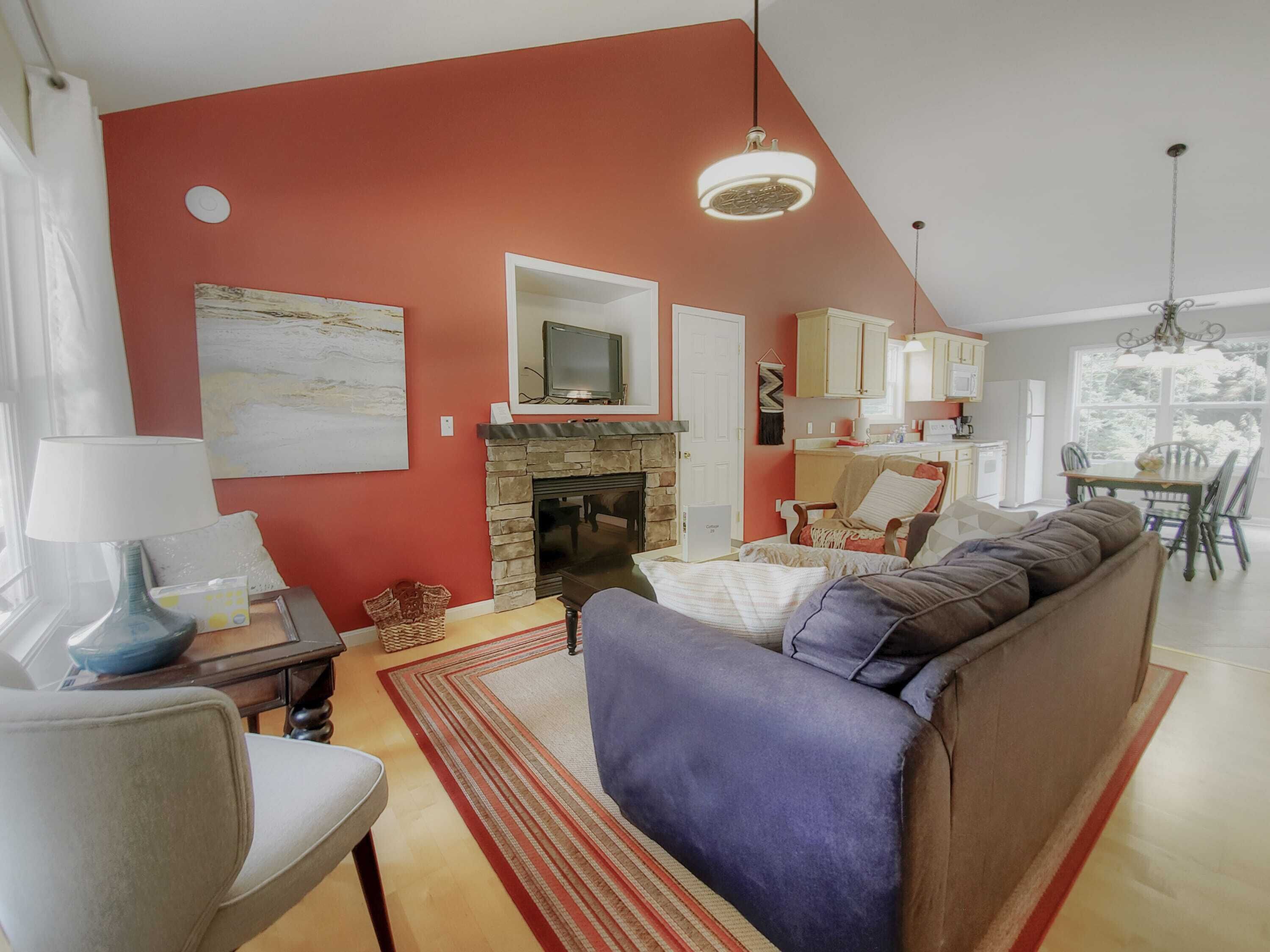 TV, fireplace, DVD player