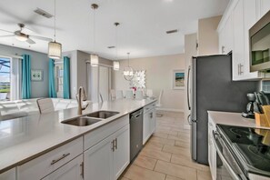 Microwave, dishwasher, high chair