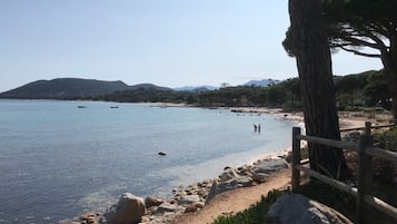 Plage, chaises longues