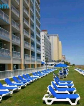 Relax by the pool or on the beach with comfortable sun loungers.