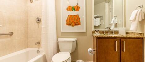 Hair dryer, towels, toilet paper