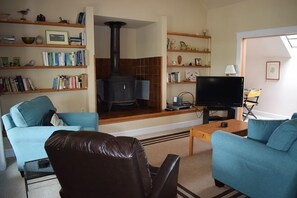 Una Smart TV, una chimenea