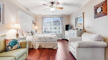 2 bedrooms, iron/ironing board, travel crib, internet