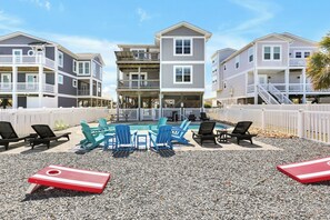 Terrace/patio - Sea 2 Sea - 4 Bdrm w/ Pool and New Patio - 1 Minute Walk to Beach (Oak Island)