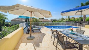 Outdoor dining -  Vacation Home Casa Folara with Sea View, Pool, Wi-Fi, Terrace & Garden (Cala Llombards)