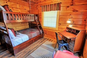 4 bedrooms, desk, iron/ironing board, travel cot