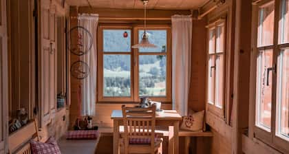 Gemütliches Appartement mit viel Holz und direktem Blick auf die Berge