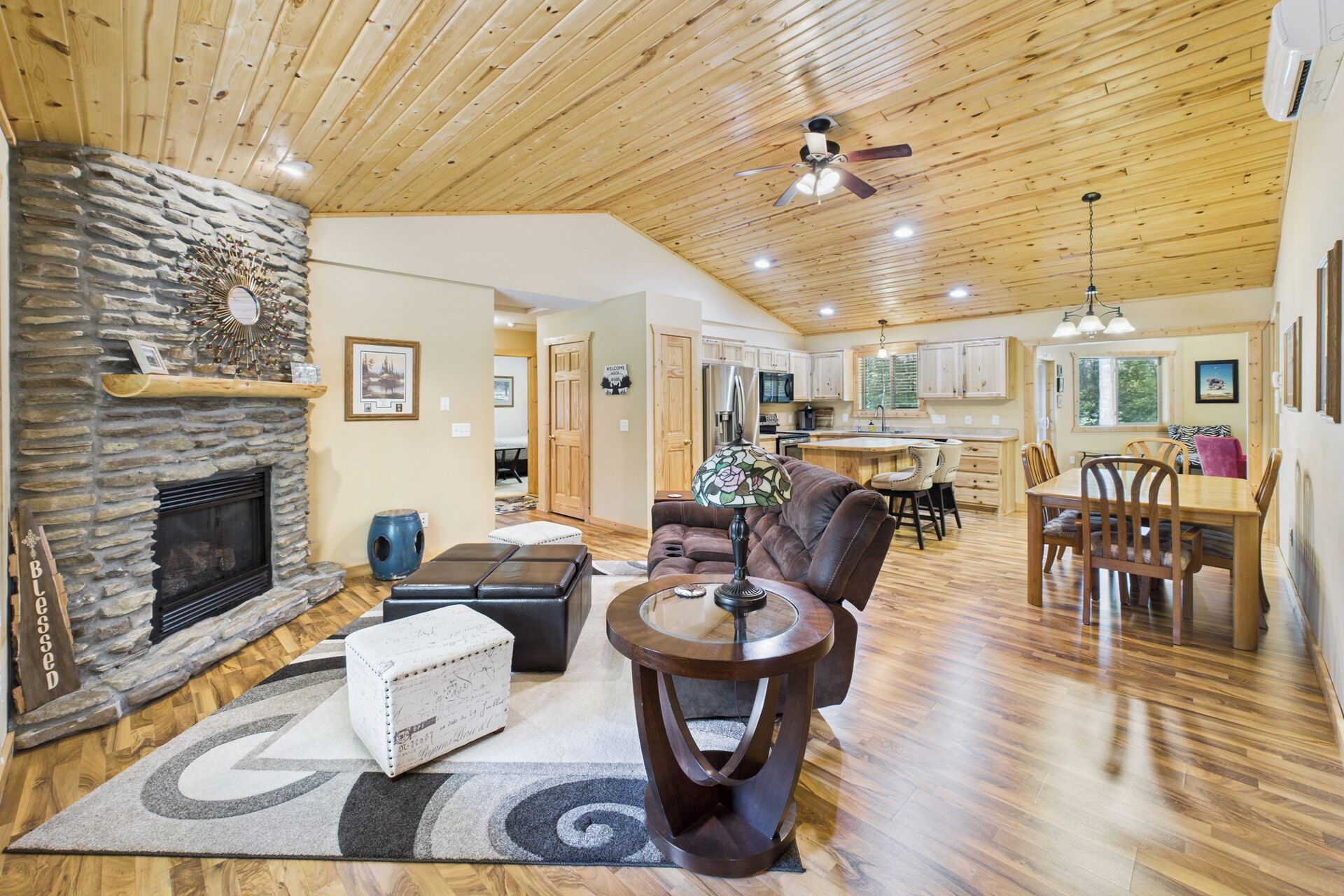 Smart TV, fireplace, DVD player, books