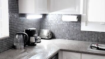 Fridge, microwave, oven, dishwasher