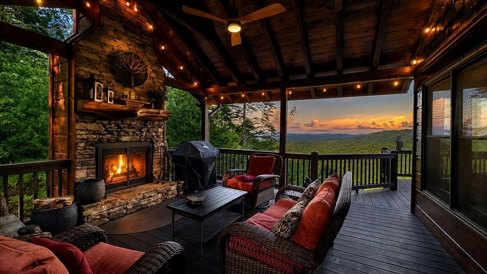Enjoy the perfect evening on the porch while enjoying a drink taking in the view