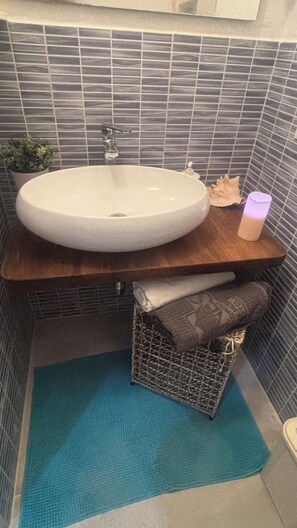 Regadera, secadora de cabello, bidet, toallas 